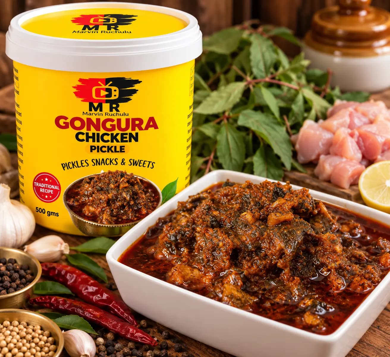 Marvin Ruchulu Gongura Chicken Pickle