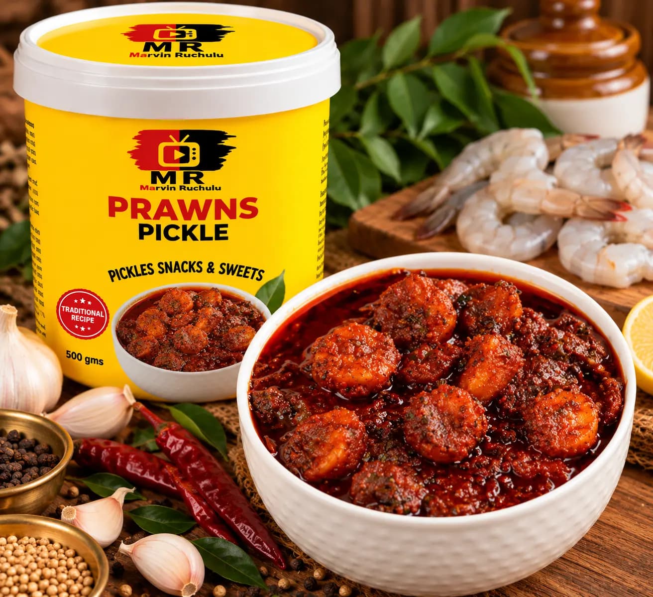 Marvin Ruchulu Traditional Prawns Pickle